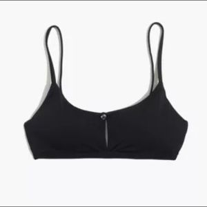 Madewell Second Wave Button-Front Bikini Top in True Black